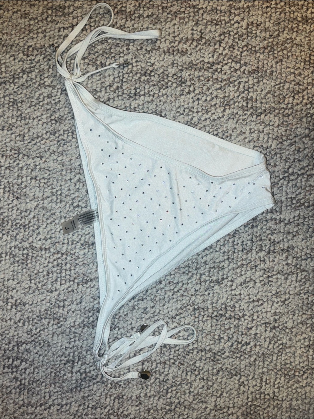 bebe White Rhinestone-Studded Bikini Bottom